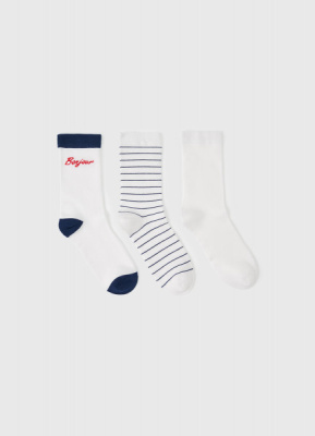 Носки с содержанием вискозы, 3 пары, Белый