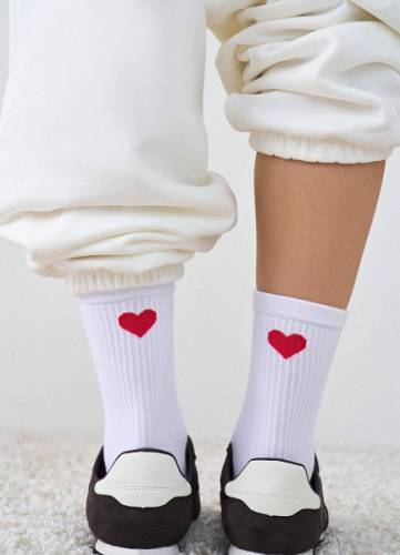 Носки в рубчик, 3 пары, Красный