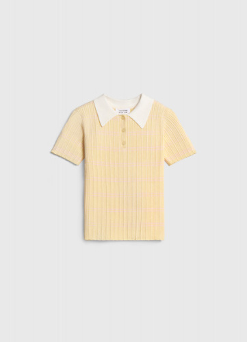 Вязаный джемпер с коротким рукавом для девочек, Желтый