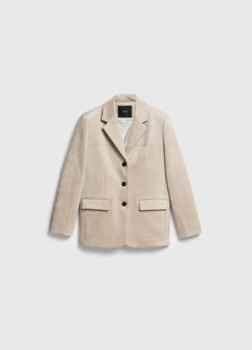 Однобортный жакет из искусственной замши, Бежевый