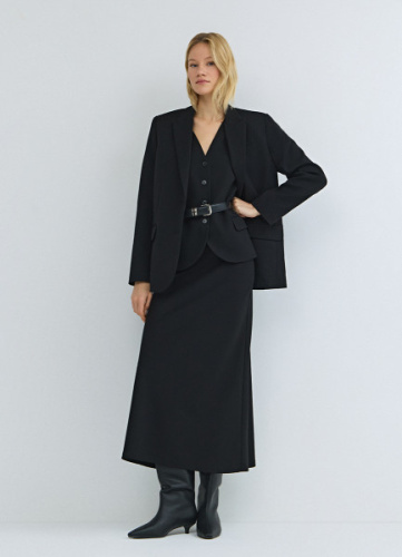 Юбка миди А-силуэта, Черный