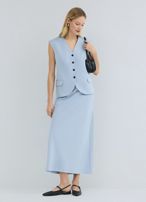 Юбка миди А-силуэта, Голубой
