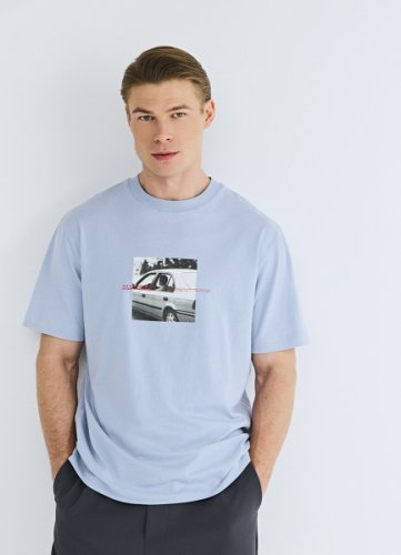 Футболка с принтом, Голубой