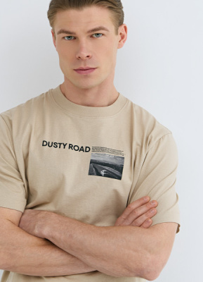 Футболка с принтом, Бежевый