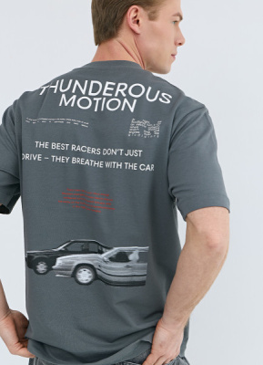 Футболка с принтом, Серый