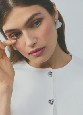 Серьги-локеты в форме сердца, 2 пары, Серебряный