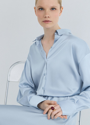 Блузка из сатина, Голубой
