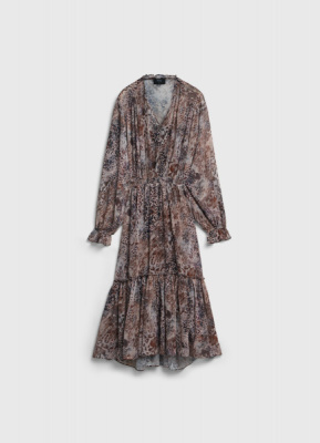 Шифоновое платье с принтом, Оранжевый