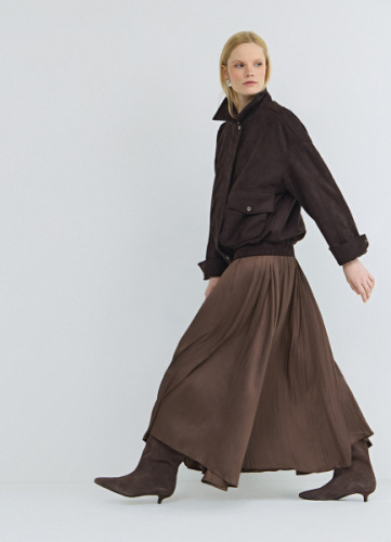 Юбка из ткани с жатым эффектом, Коричневый