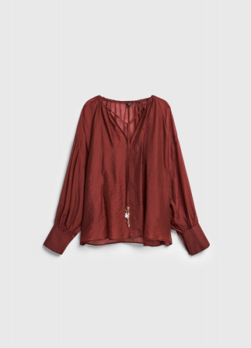 Блузка из тенселя с завязками, Оранжевый