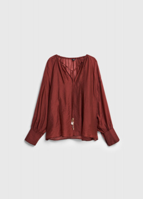 Блузка из тенселя с завязками, Оранжевый