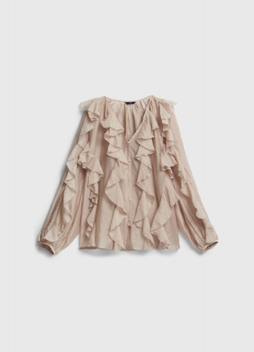 Блузка из лиоцелла с рюшами, Бежевый