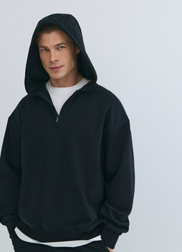 Толстовка с капюшоном на молнии, Черный