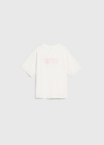 Футболка оверсайз с принтом для девочек, Белый