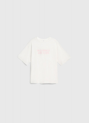 Футболка оверсайз с принтом для девочек, Белый