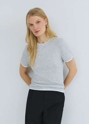 Футболка с контрастной окантовкой, Серый