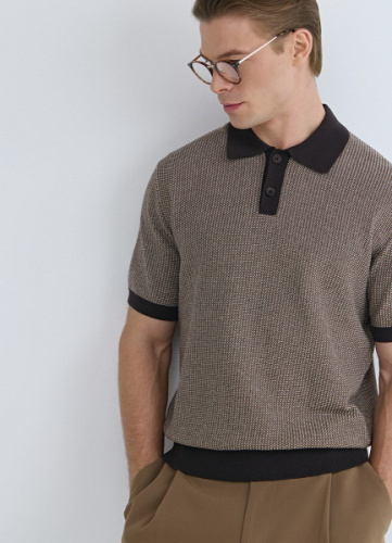 Поло из текстурной ткани, Желтый