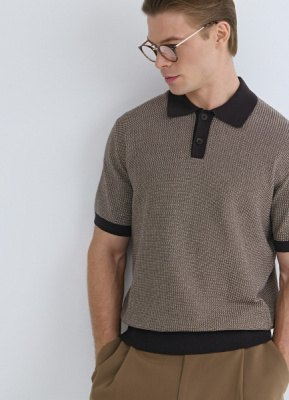 Поло из текстурной ткани, Желтый