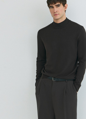 Базовый джемпер с воротником-стойкой, Коричневый