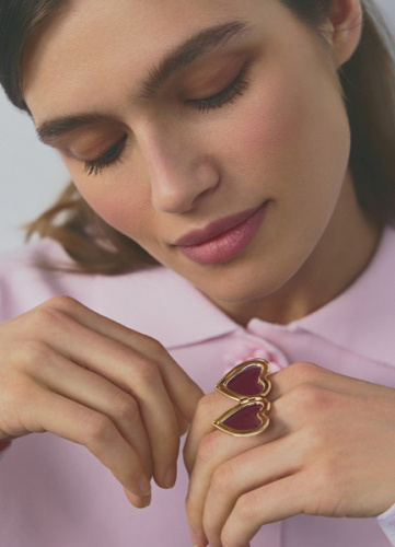 Кольцо-локет в форме сердца, Золотой