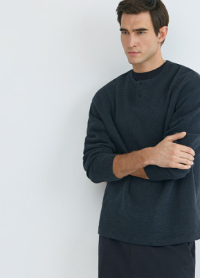 Свитшот с вырезом хенли, Синий