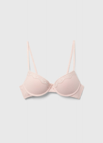 Кружевной бюстгальтер с эффектом пуш-ап, Розовый