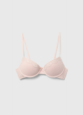 Кружевной бюстгальтер с эффектом пуш-ап, Розовый