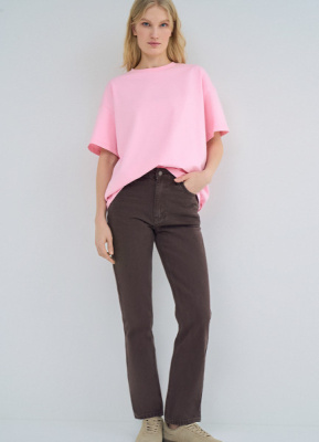 Прямые джинсы со средней посадкой, Коричневый