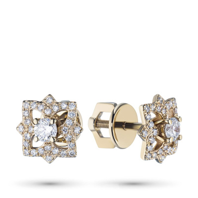 Пусеты из красного золота с бриллиантами э0201пс08188100