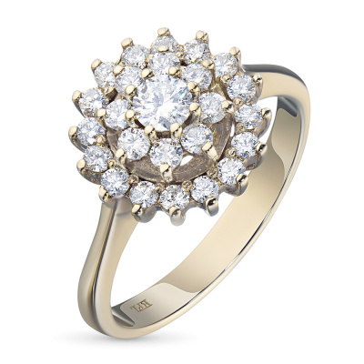 Классическое кольцо из красного золота с бриллиантами э0201кц07163600