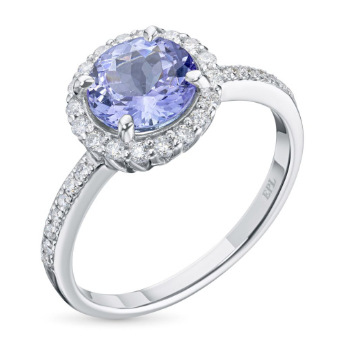 Кольцо из белого золота с бриллиантами и танзанитом э0942кц12200412