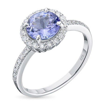 Кольцо из белого золота с бриллиантами и танзанитом э0942кц12200412