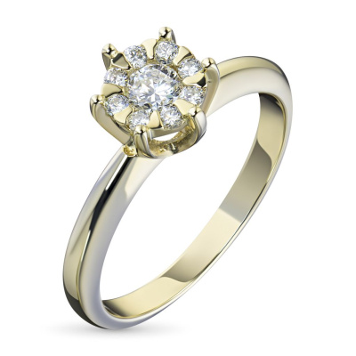 Кольцо из желтого золота с бриллиантами э0301кц04201606