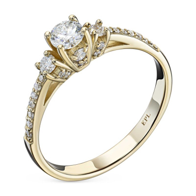 Классическое кольцо из желтого золота с бриллиантами э0301кц02220013