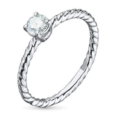 Классическое кольцо из белого золота с бриллиантом э4701кц08210871