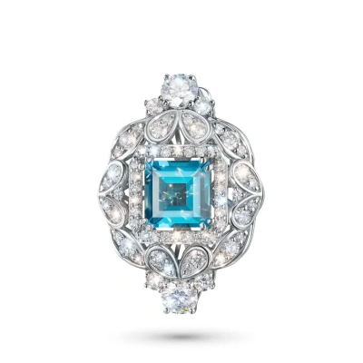 Подвеска из белого золота с бриллиантами и топазом э4709пд09240352