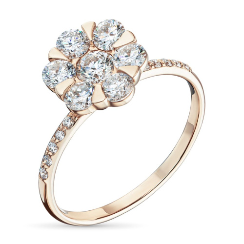 Классическое кольцо из красного золота с бриллиантами э0201кц05210375