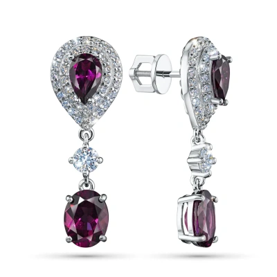 Пусеты из белого золота с родолитами э4785пс04250359_white