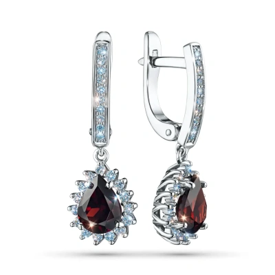 Серьги из белого золота с гранатами э4766сг06210424