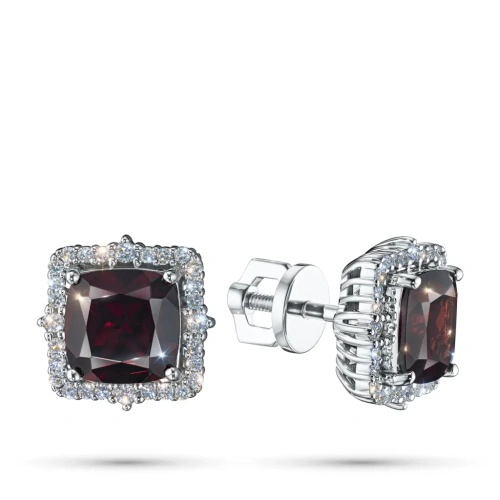 Пусеты из белого золота с гранатами э4766пс11210406