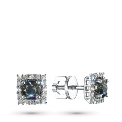 Пусеты из белого золота с сапфирами и бриллиантами э4737пс06220418