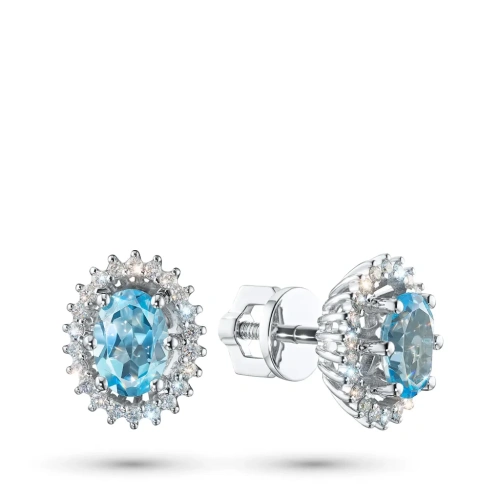 Пусеты из белого золота с топазами э4771пс04220417