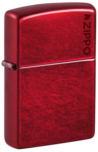 Зажигалка ZIPPO Logo с покрытием Candy Apple Red™, латунь/сталь, красная, глянцевая, 38x13x57 мм