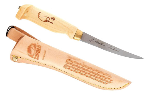 Филейный нож, Rapala, FNF4, нержавеющая сталь, кожаный чехол