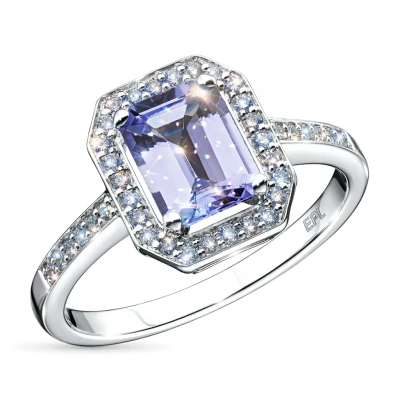 Кольцо из белого золота с танзанитом и бриллиантами э4742кц05220419