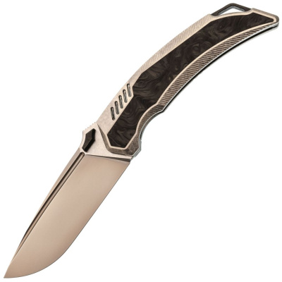 Складной нож TuoTown Tiburon satin, сталь Tmax, рукоять Grey Crystal Ti/Chaotic Black CF