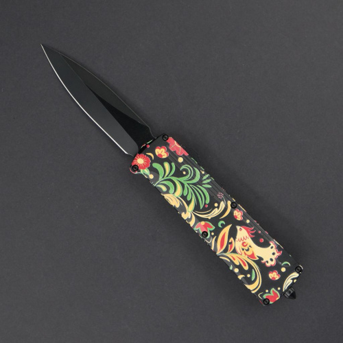 Фронтальный автоматический нож Daggerr Кощей Khohloma, сталь D2, рукоять алюминий