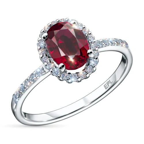 Кольцо из белого золота с рубином э4799кц11210402