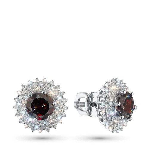 Пусеты из белого золота с гранатами э4766пс10210404