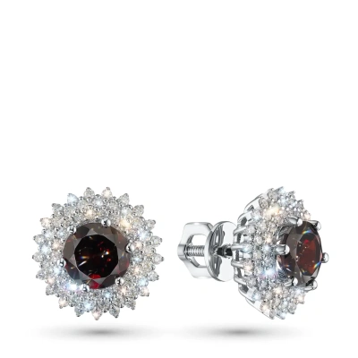 Пусеты из белого золота с гранатами э4766пс10210404